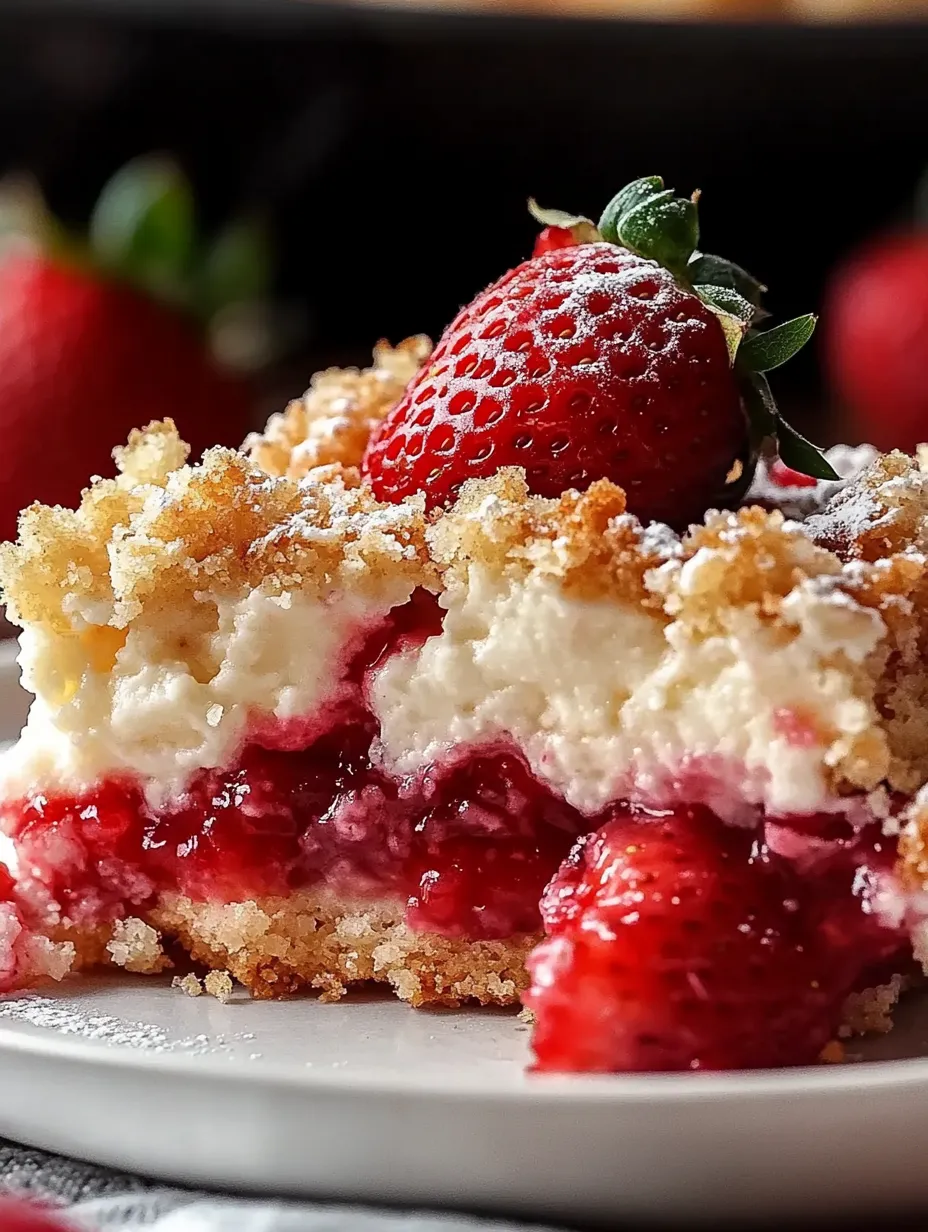 A thick slice of strawberry cheesecake plus a berry garnish.