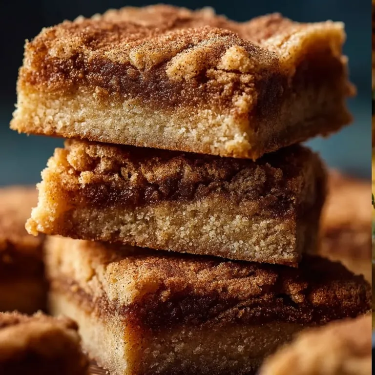 A stack of brownies with cinnamon.