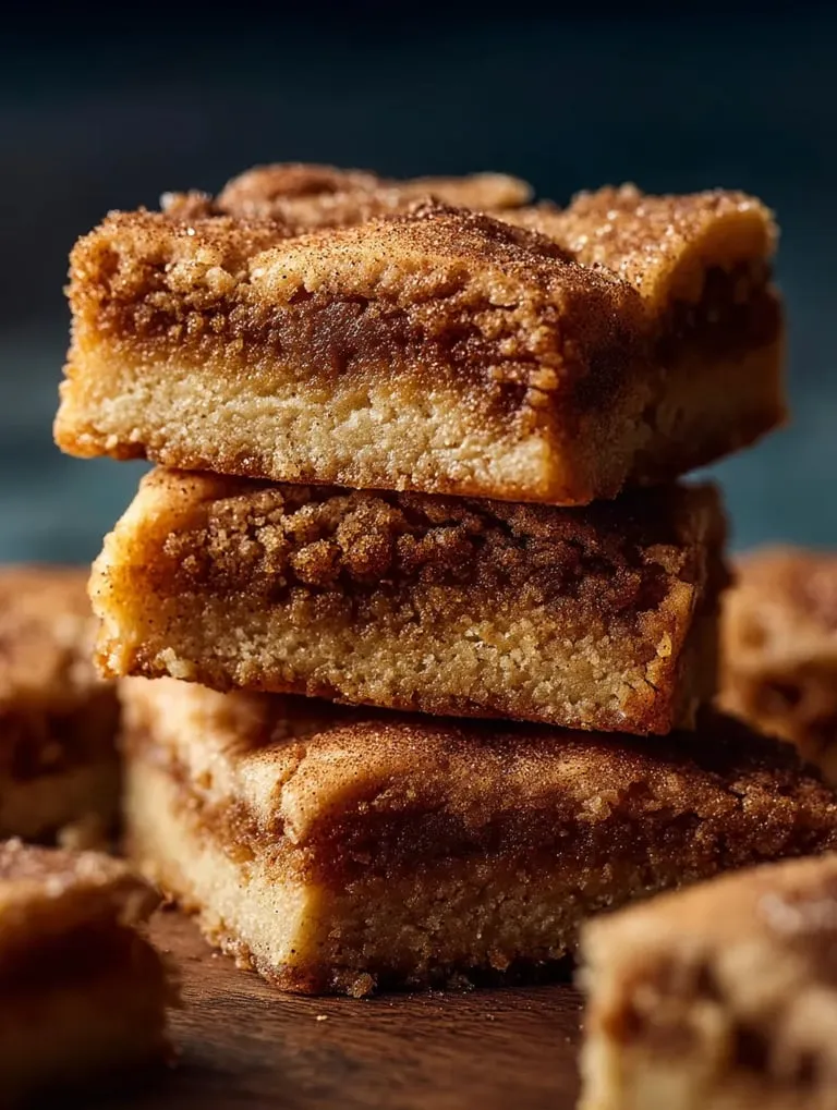 A pile of sweet squares dusted with cinnamon sugar mix.