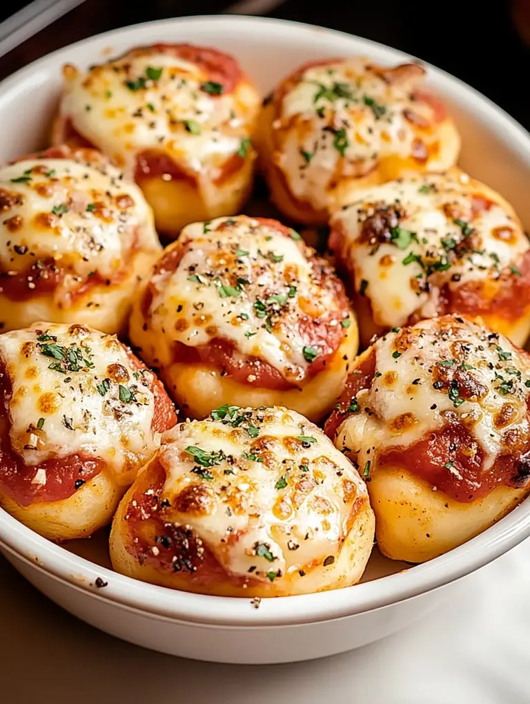 A bowl of cheese and tomato stuffed bread.