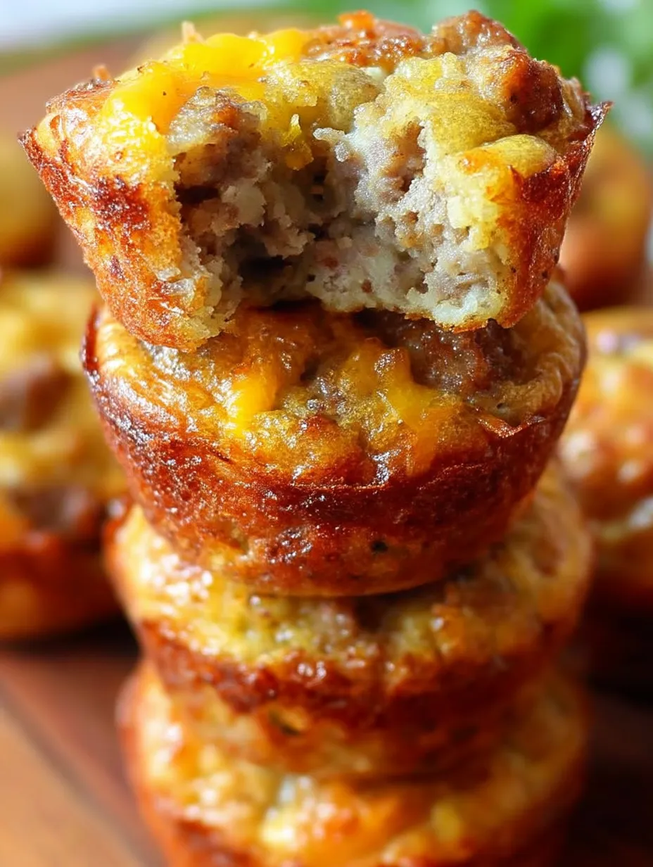 A stack of muffins with cheese and meat filling.