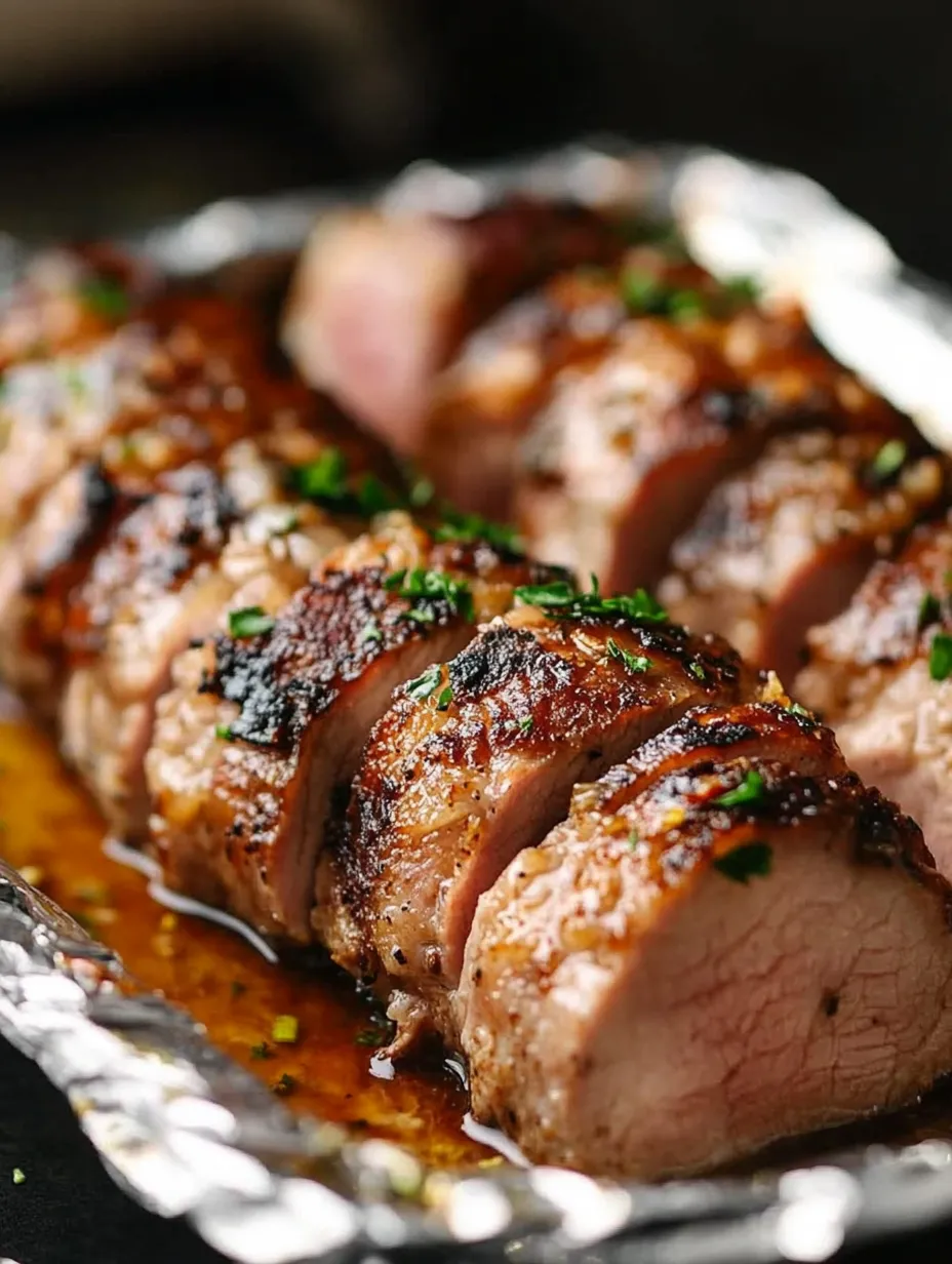 A piece of meat with a green herb on top.