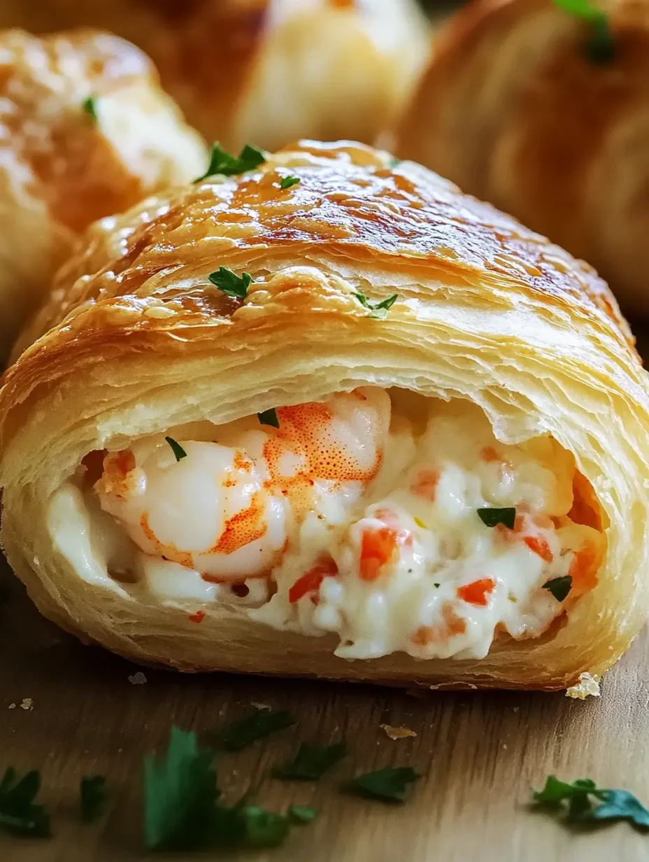 A pastry filled with shrimp and cheese.