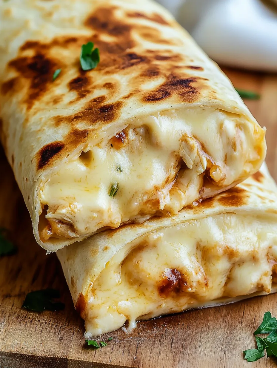 A burrito filled with cheese and topped with green onions.