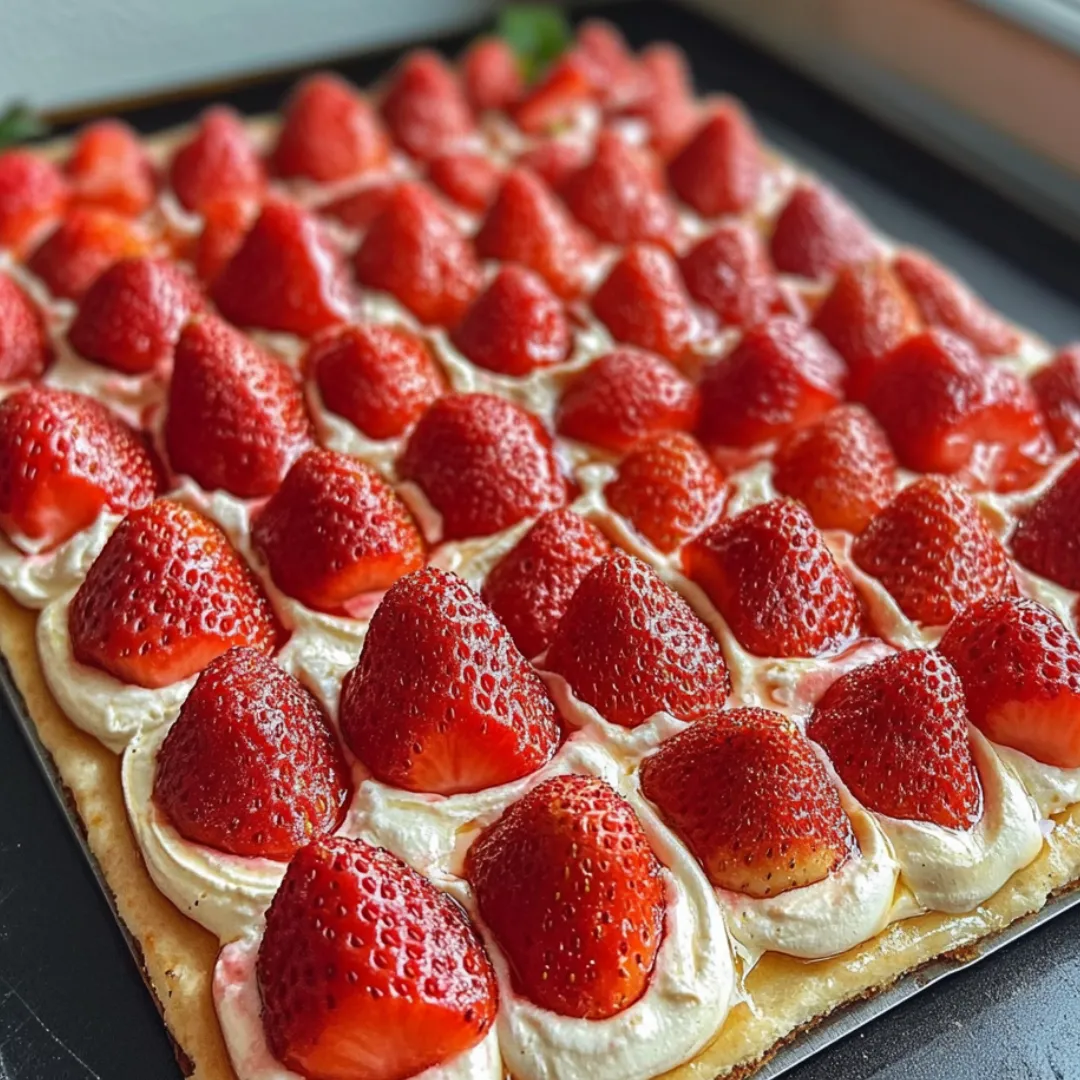 Close up of a yummy strawberry shortcake.