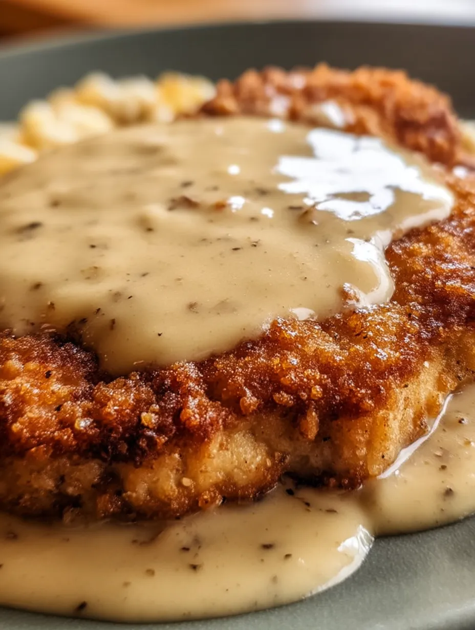 A piece of Chicken Fried Steak with Gravy.