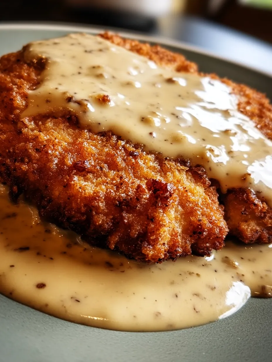 A piece of Chicken Fried Steak covered in gravy.