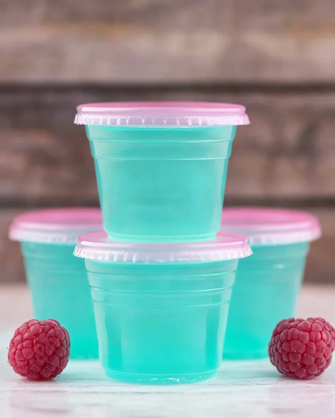 A stack of blue plastic cups.