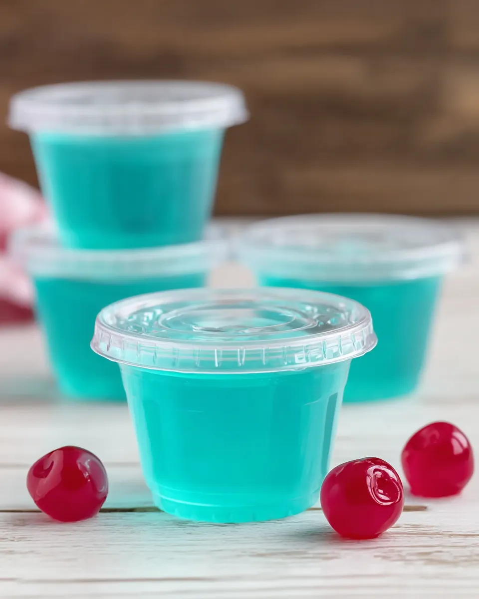 Three plastic containers filled with blue liquid.