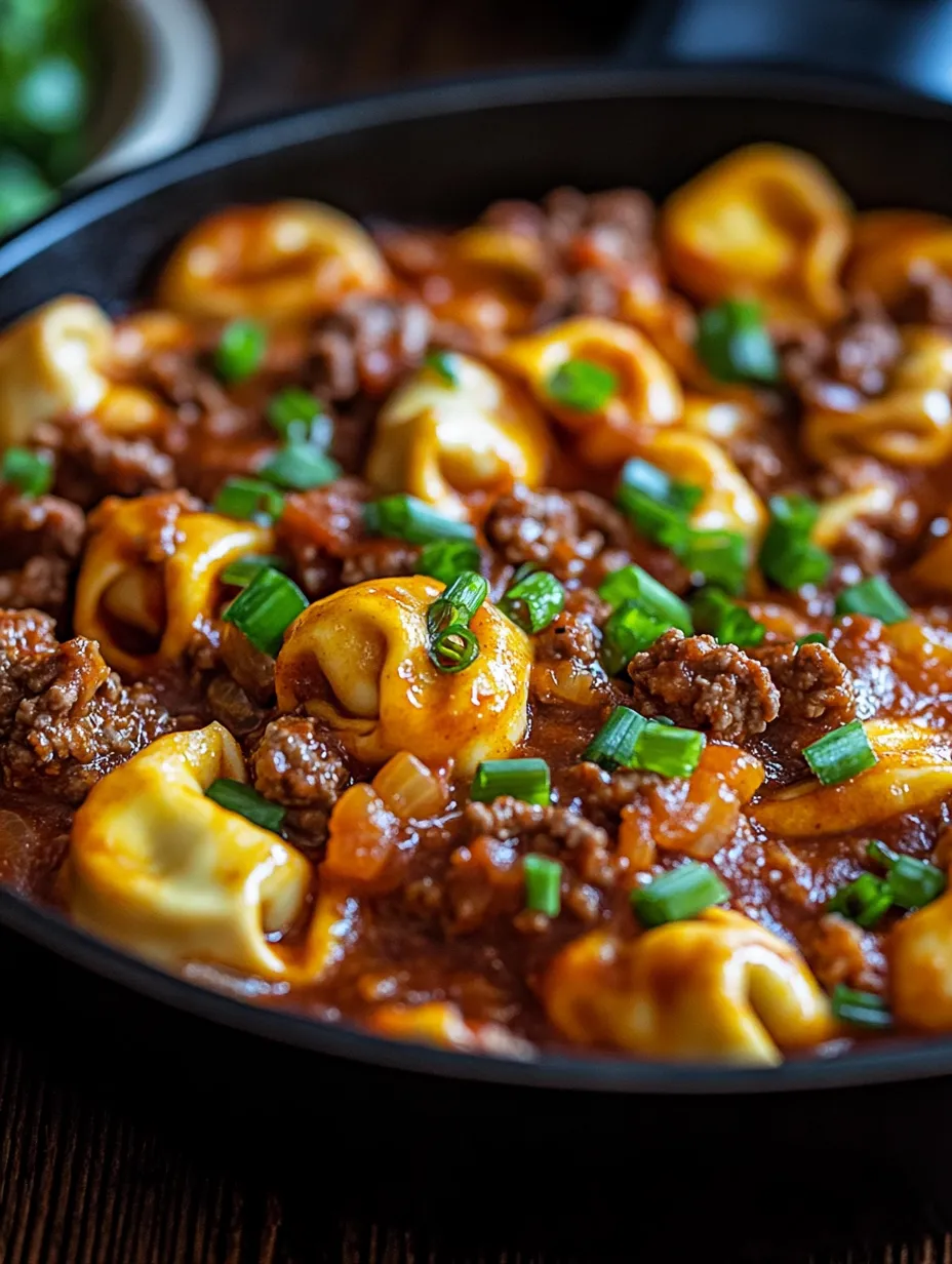 A bowl of pasta with meat and vegetables.