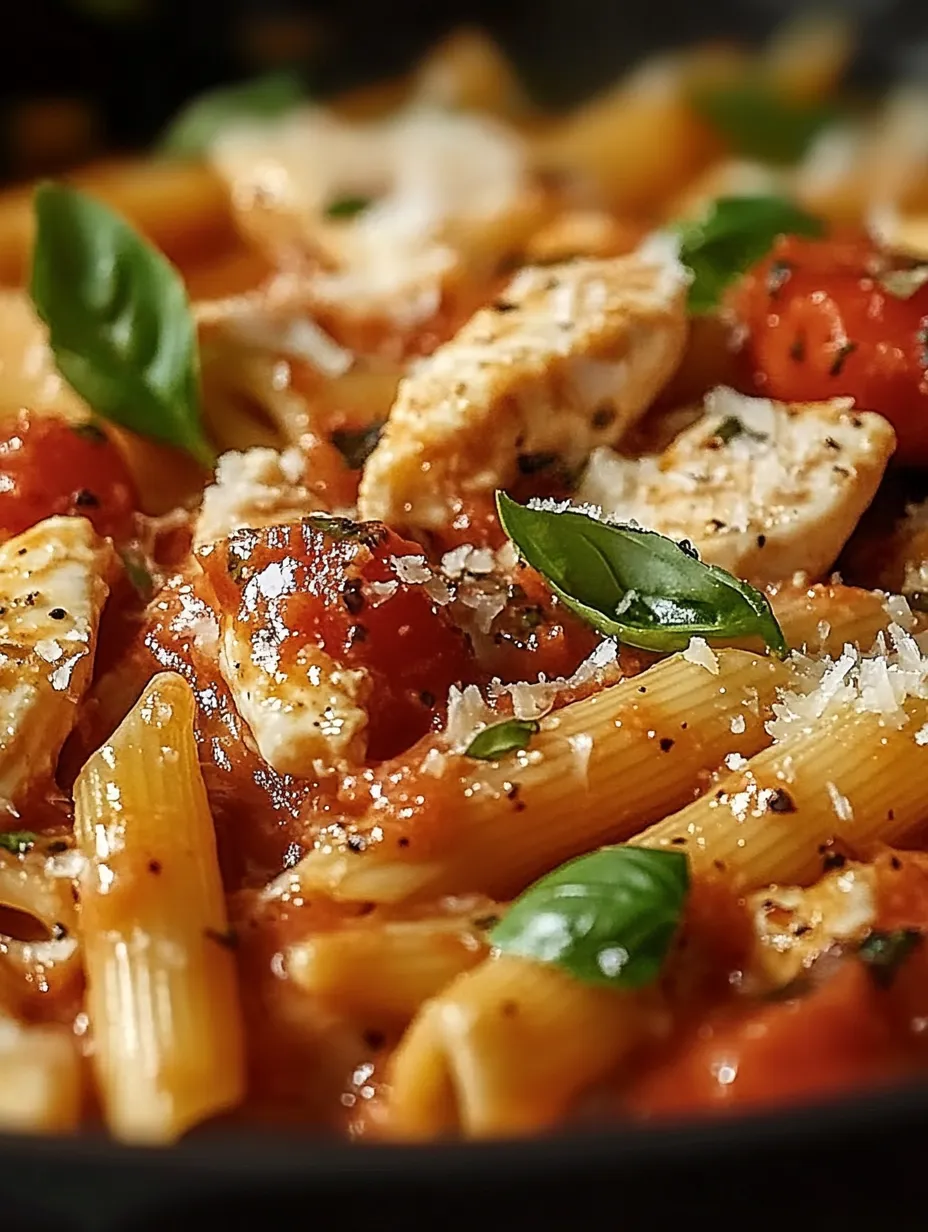 A close up of a plate of pasta with tomato sauce.