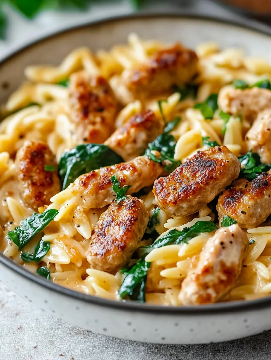 A bowl of pasta with meatballs and greens.