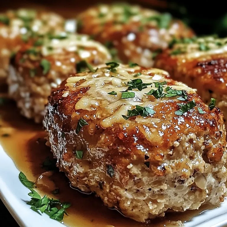 Dinner plate topped with saucy mini meatloaves.