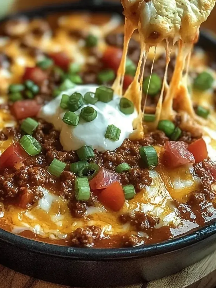 Chili in a bowl topped with melted cheese and fresh tomatoes.
