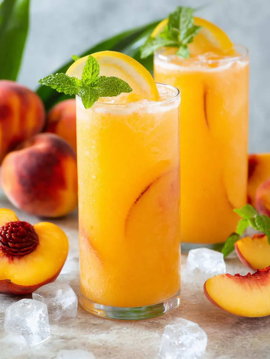 A bright glass with orange lemonade and a slice of lemon.