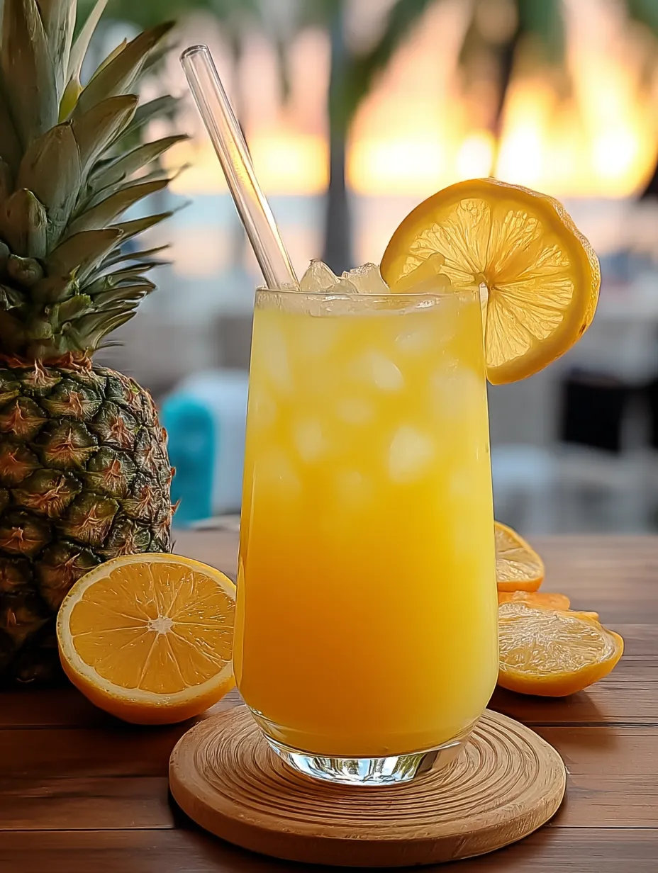 A glass filled with orange juice and a straw poking out.