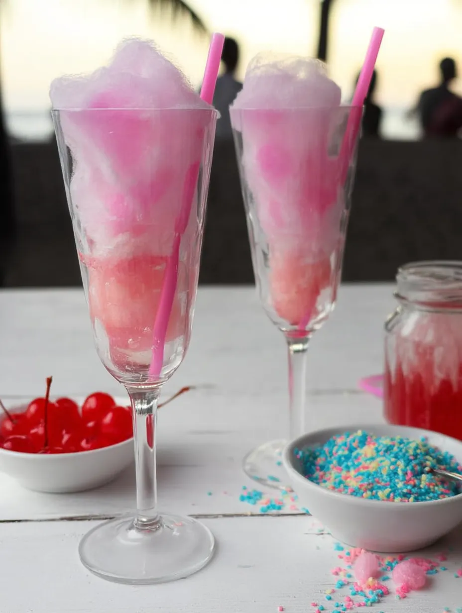 Two glasses of pink cotton candy.