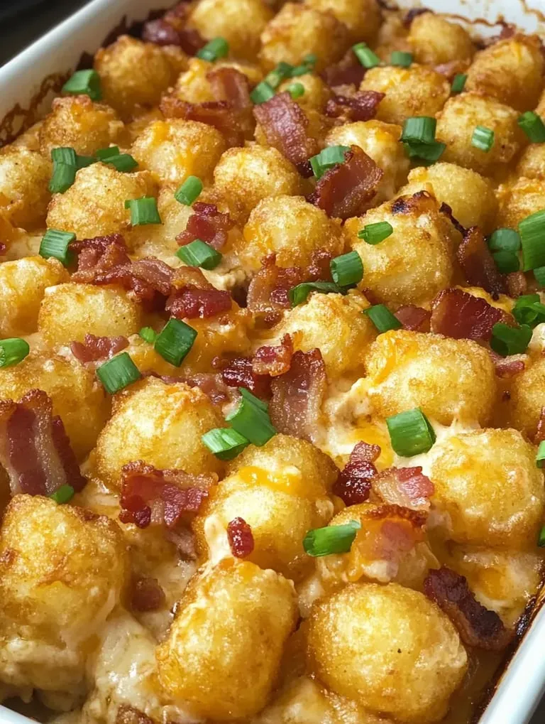 Crispy tots with loads of melty cheese and bacon.