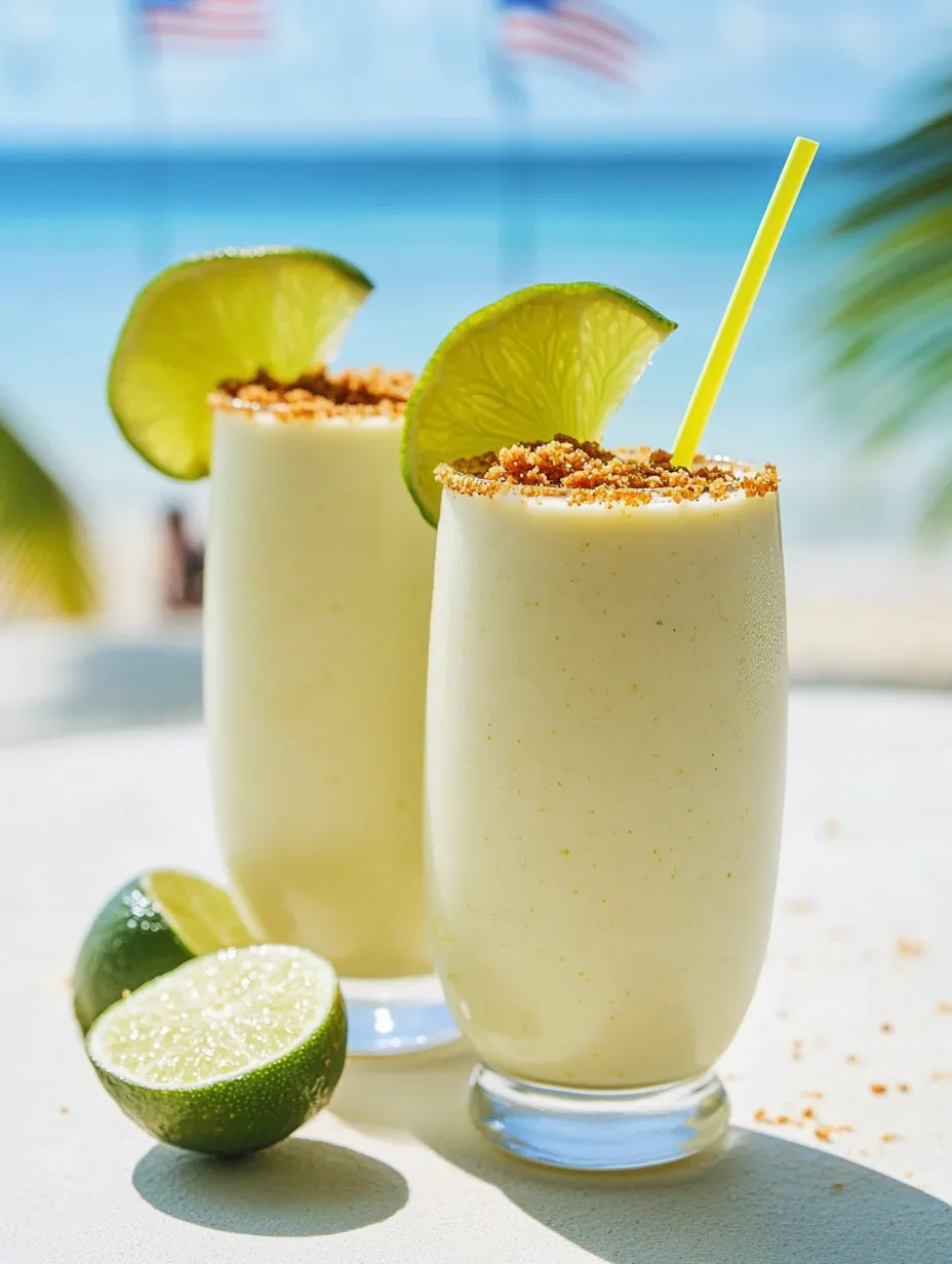 Two tall lime smoothies with straws, set to drink.