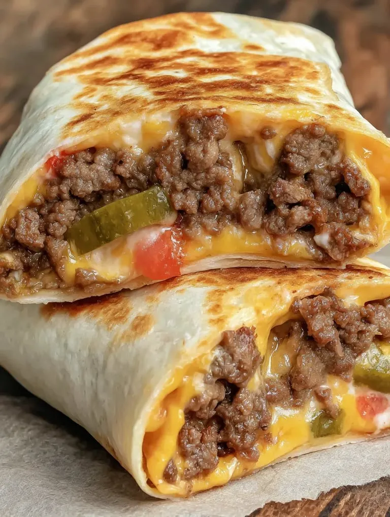 A burrito filled with seasoned meat and peppers.