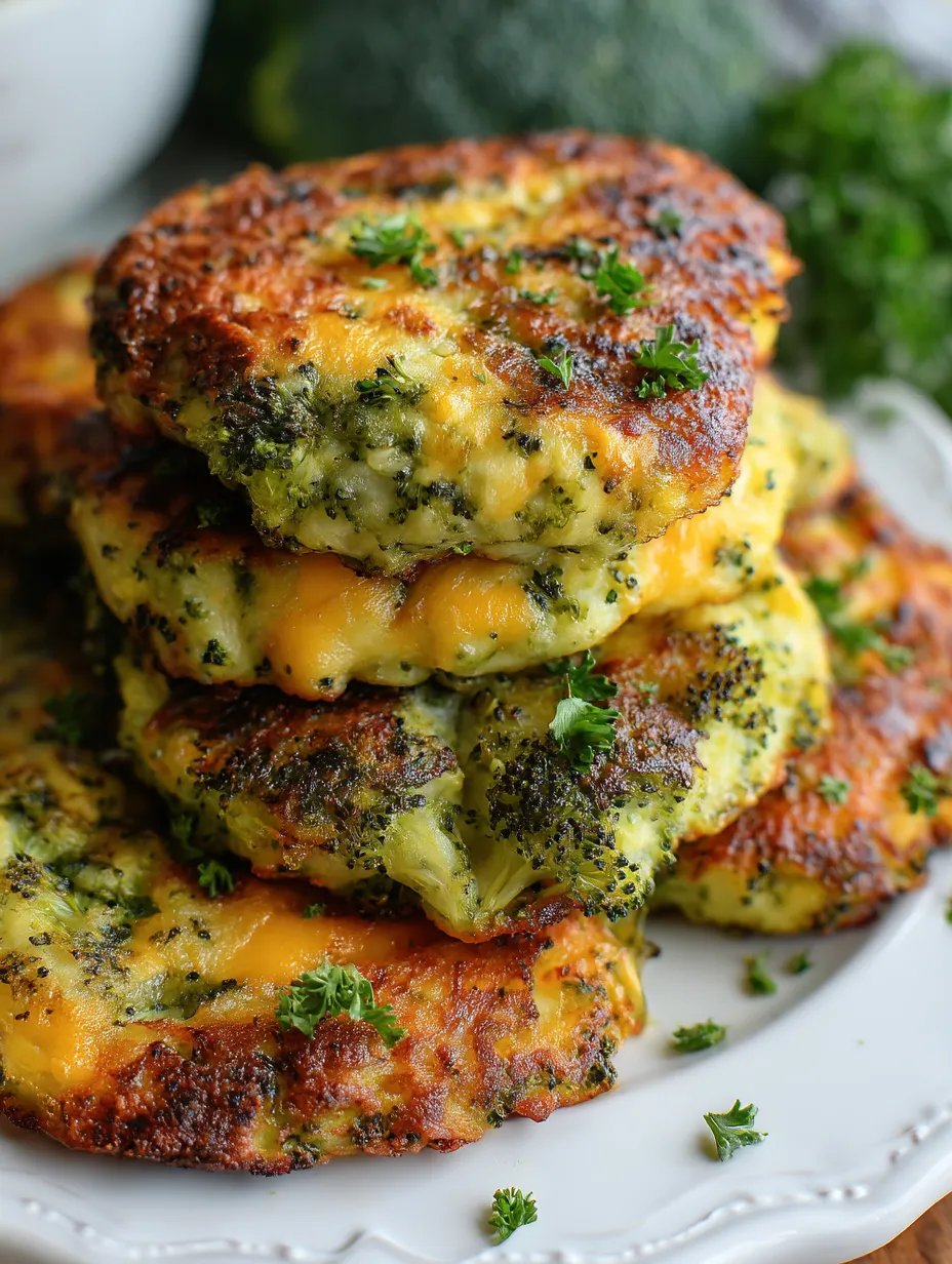 A pile of pancakes topped with green vegetables.