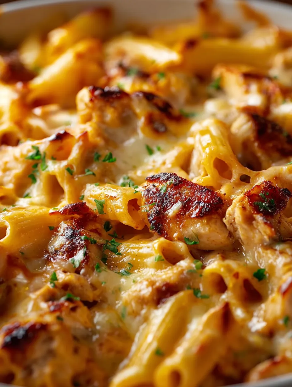 A plate of food with chicken and pasta.