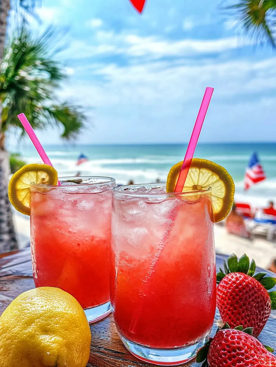 Cool pink lemonade served in glasses on a table.