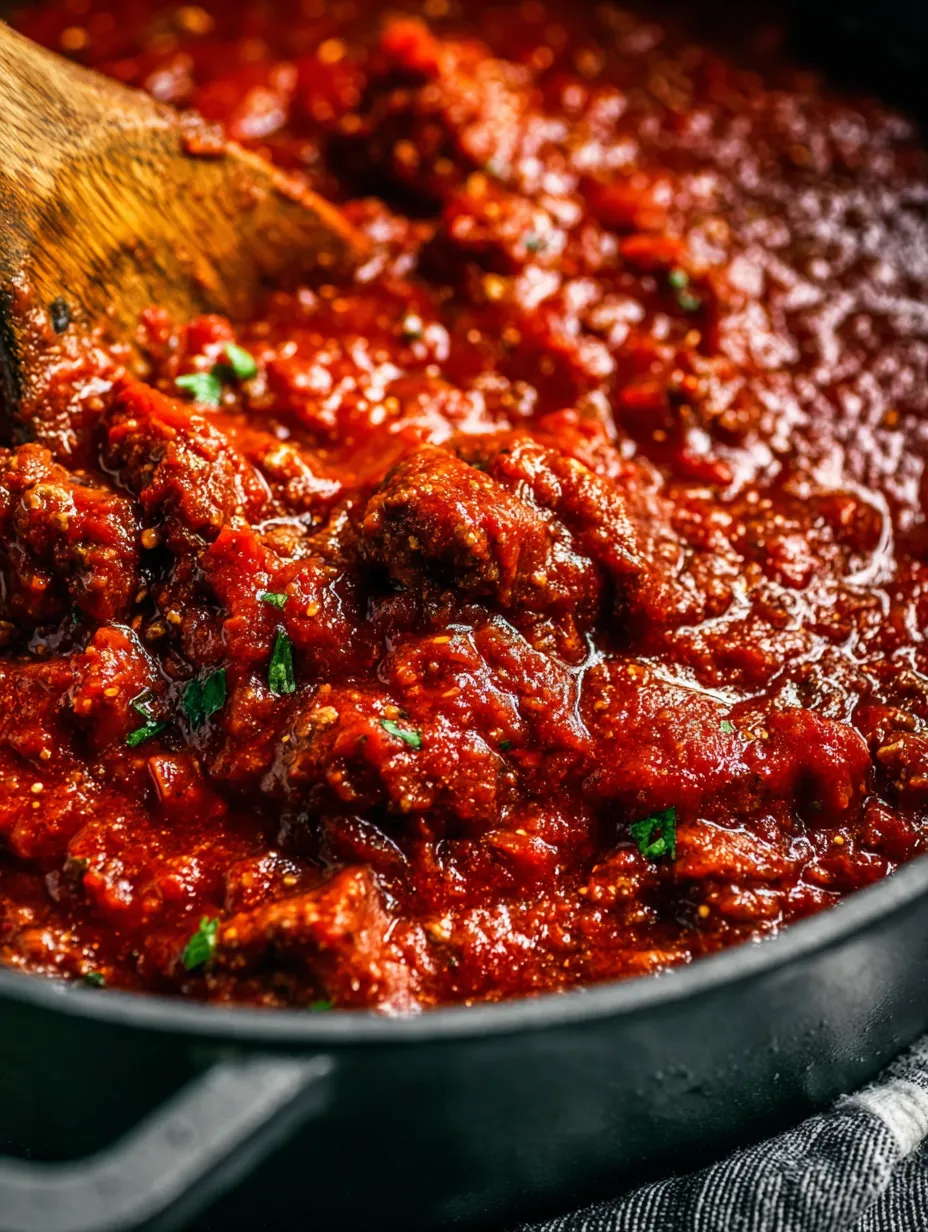 A spoon dipping in a bowl with red sauce.