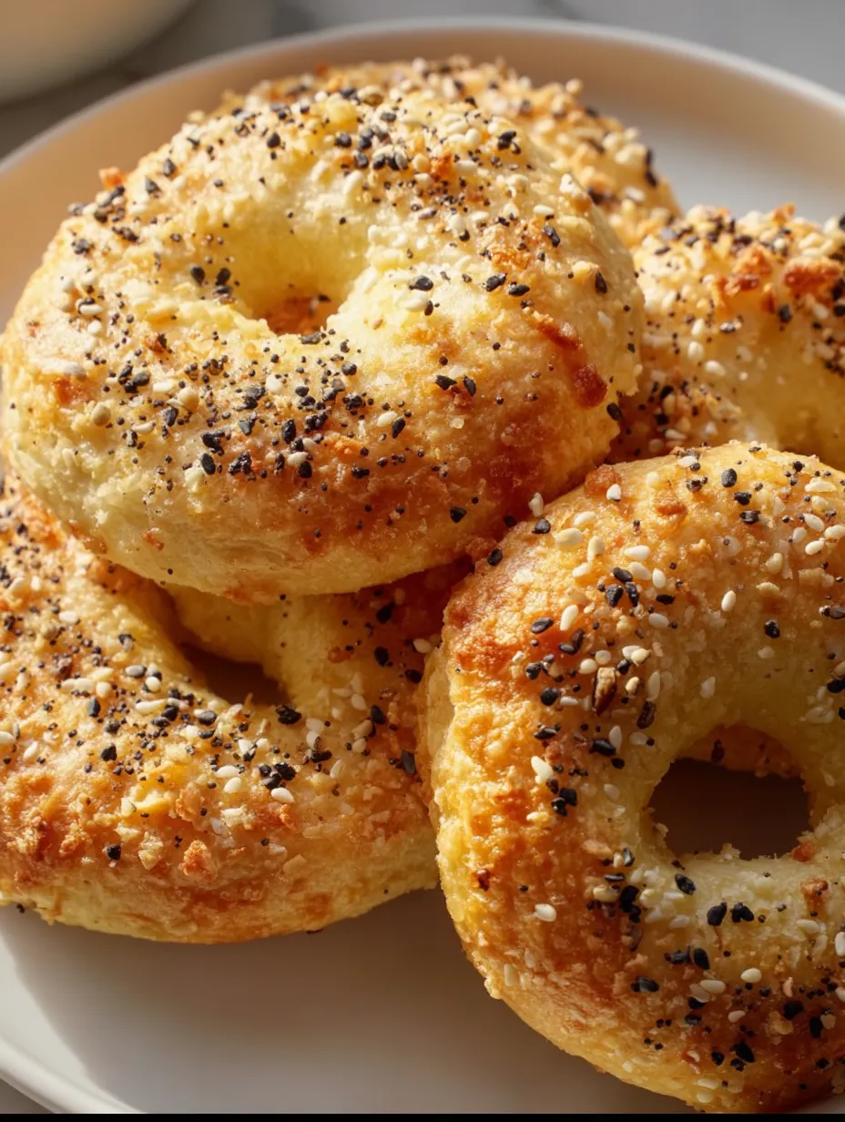 Bagels topped with sesame seeds on a plate.