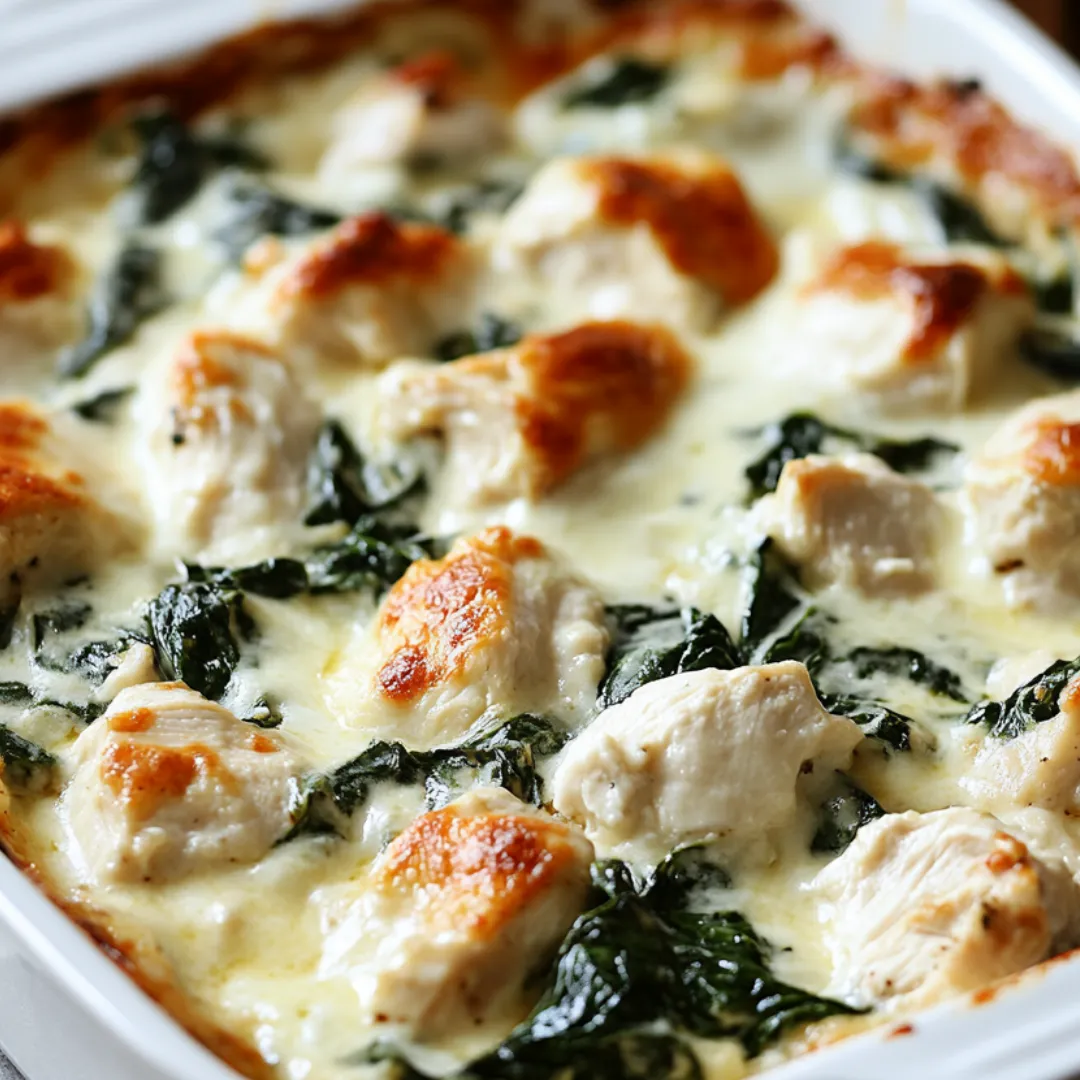 Plate with chicken and spinach ready to eat.