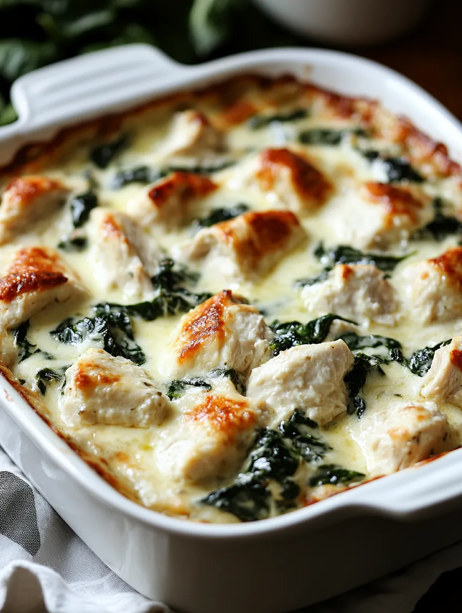 A white bowl packed with chicken and spinach.