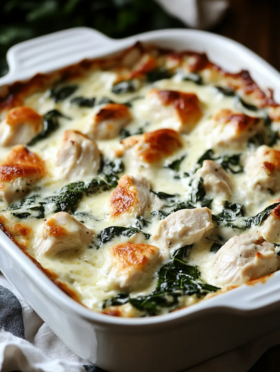 A casserole packed with chicken and spinach.