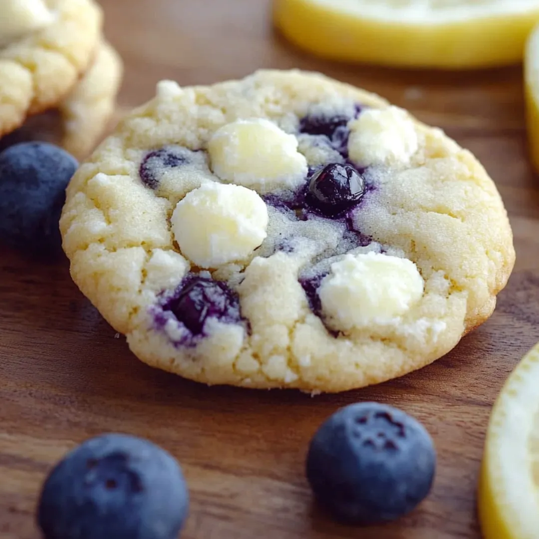 Cookie with blueberries and white cream