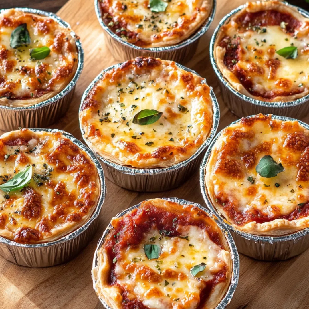 Several tiny pizzas loaded with sauce and melted cheese.