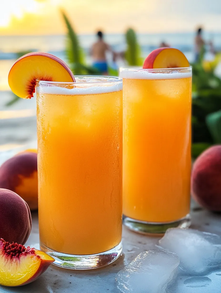 Glasses of pretty peach lemonade on a table.