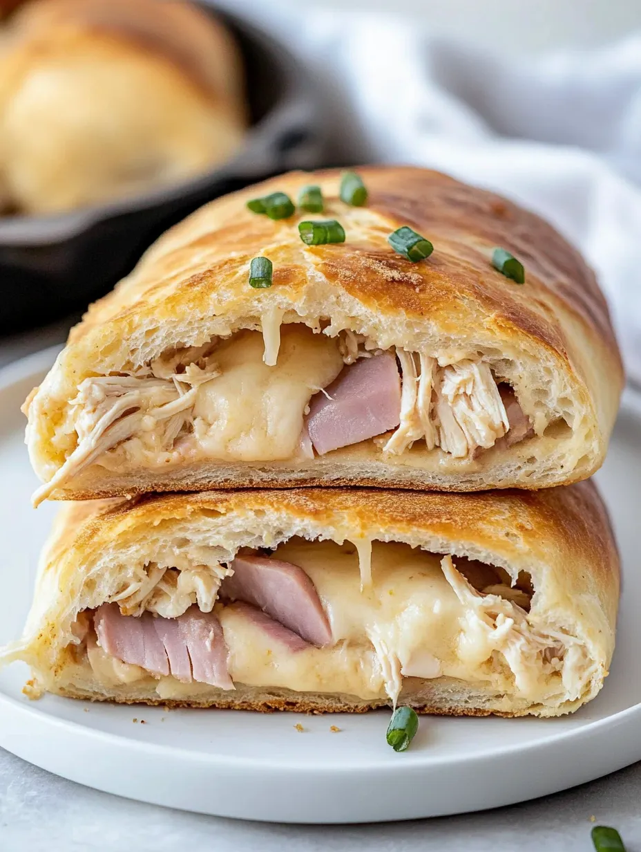 A sandwich with meat and cheese on a white plate.