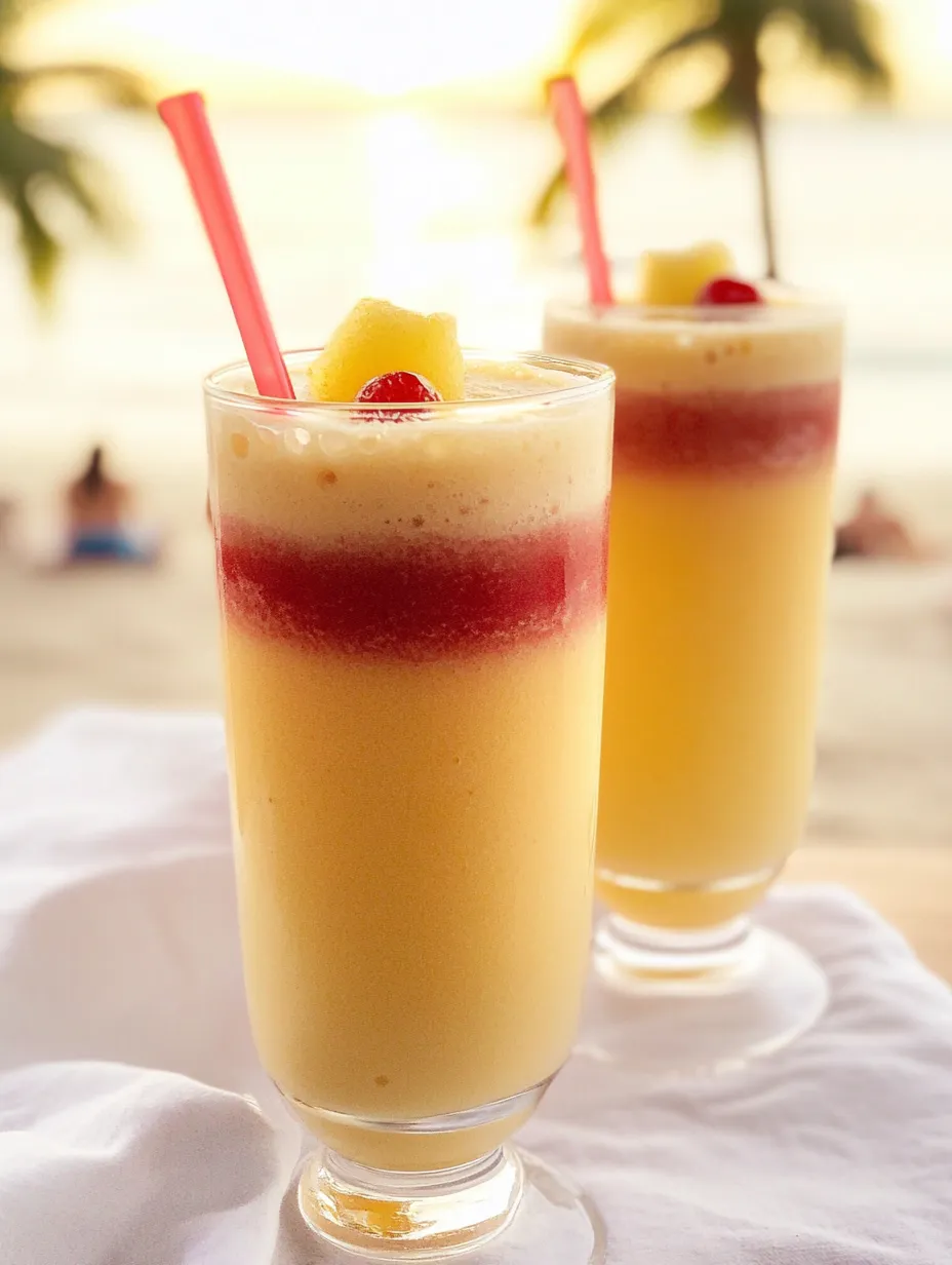 Two glasses filled with bright pineapple drink.