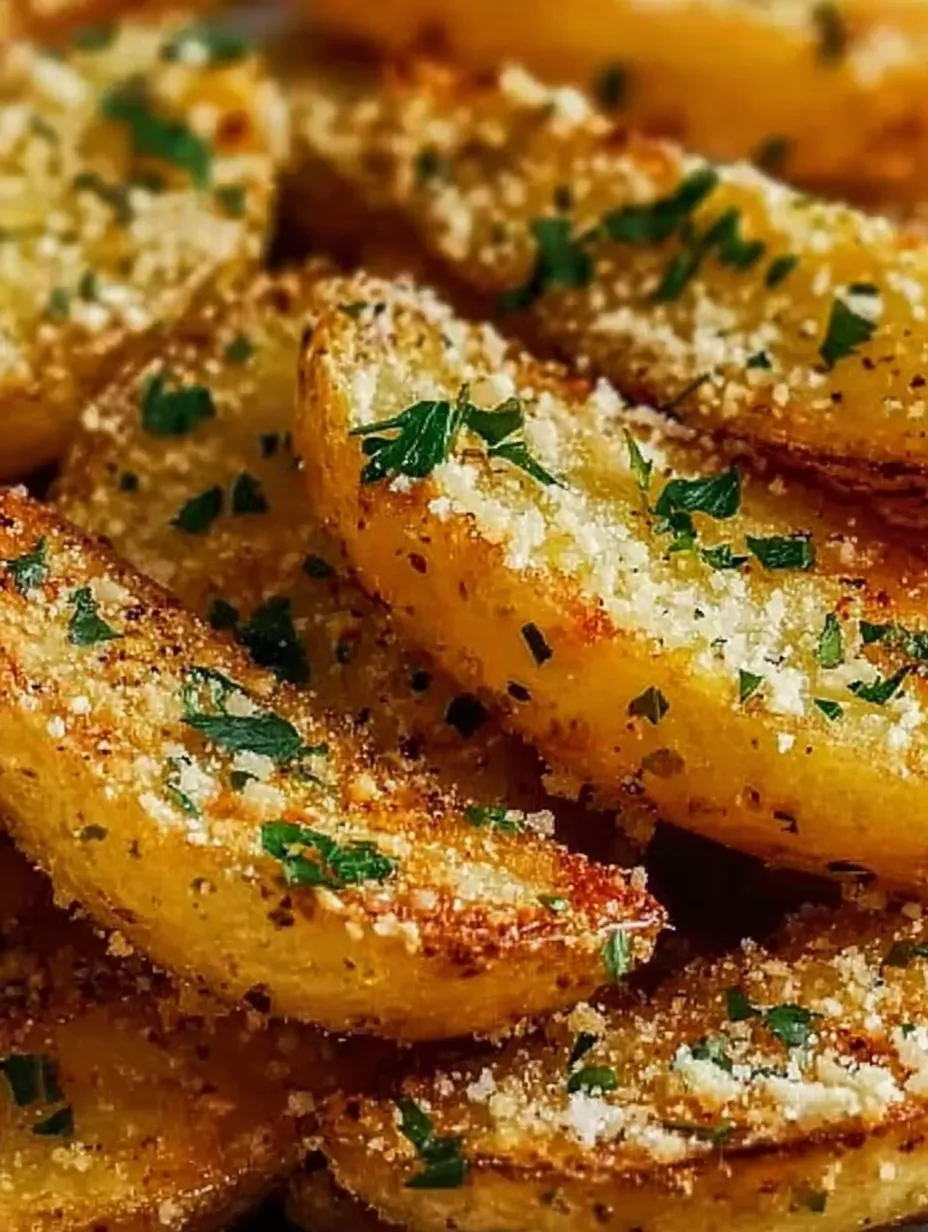 Crispy fries layered with chopped parsley shown up close.
