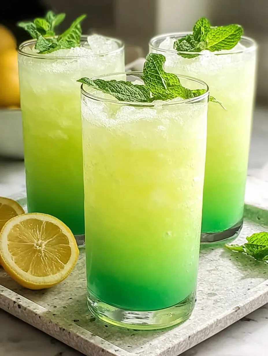 Two cups with mint and lemon, filled with iced green tea.