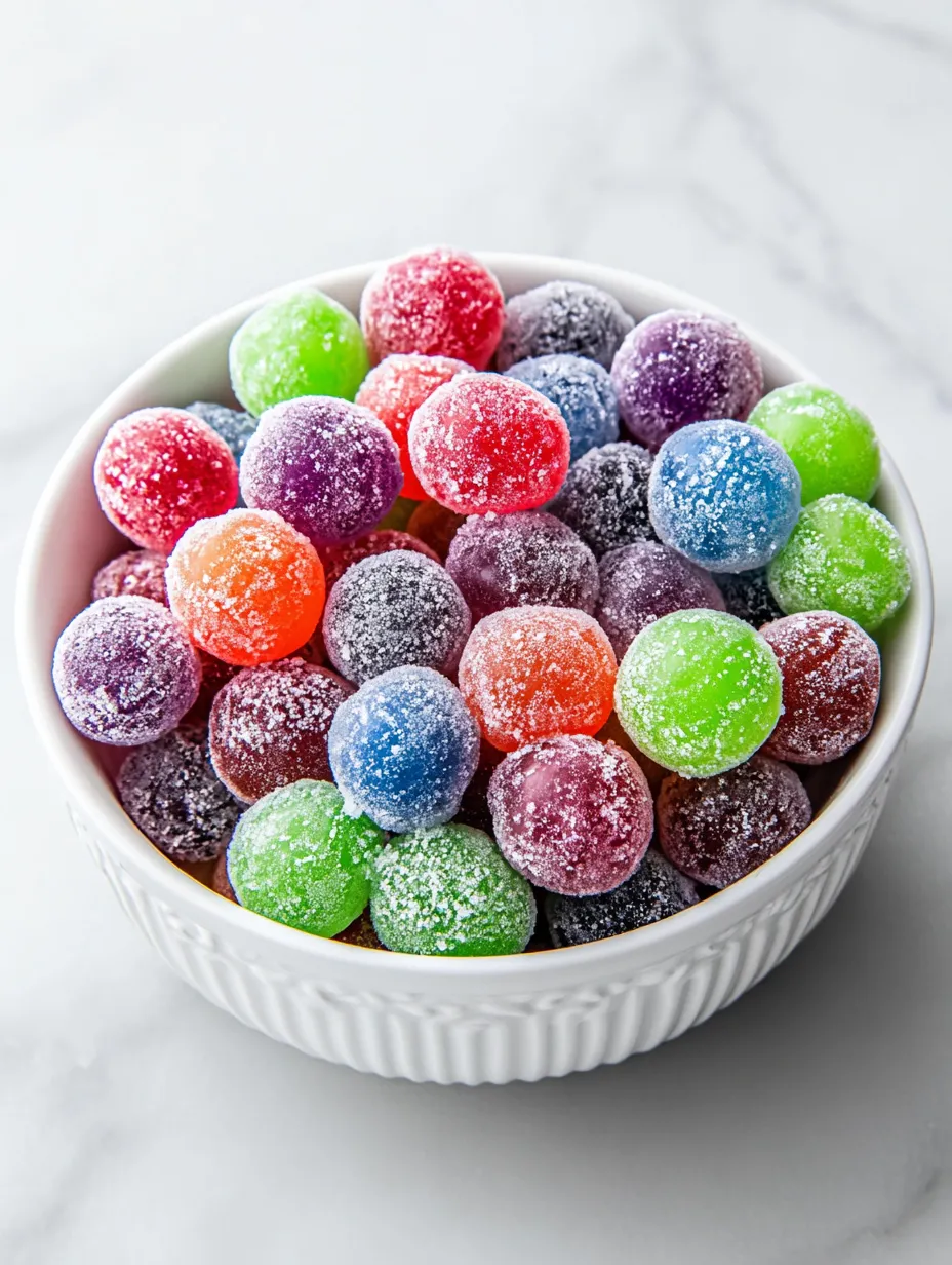 A bowl filled with bright candy pieces.
