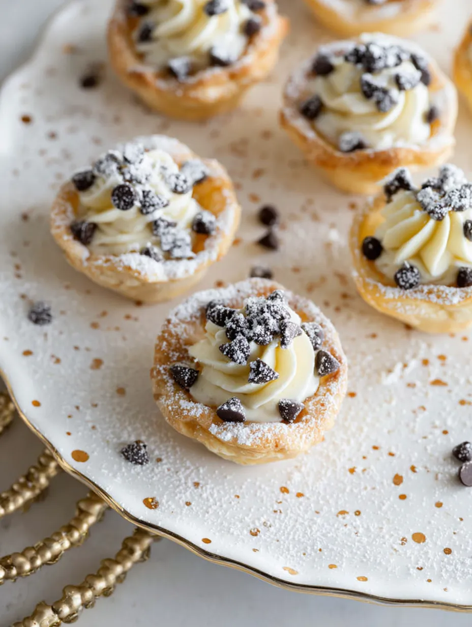 A plate stacked with sweets covered in rich frosting and chocolate bits.
