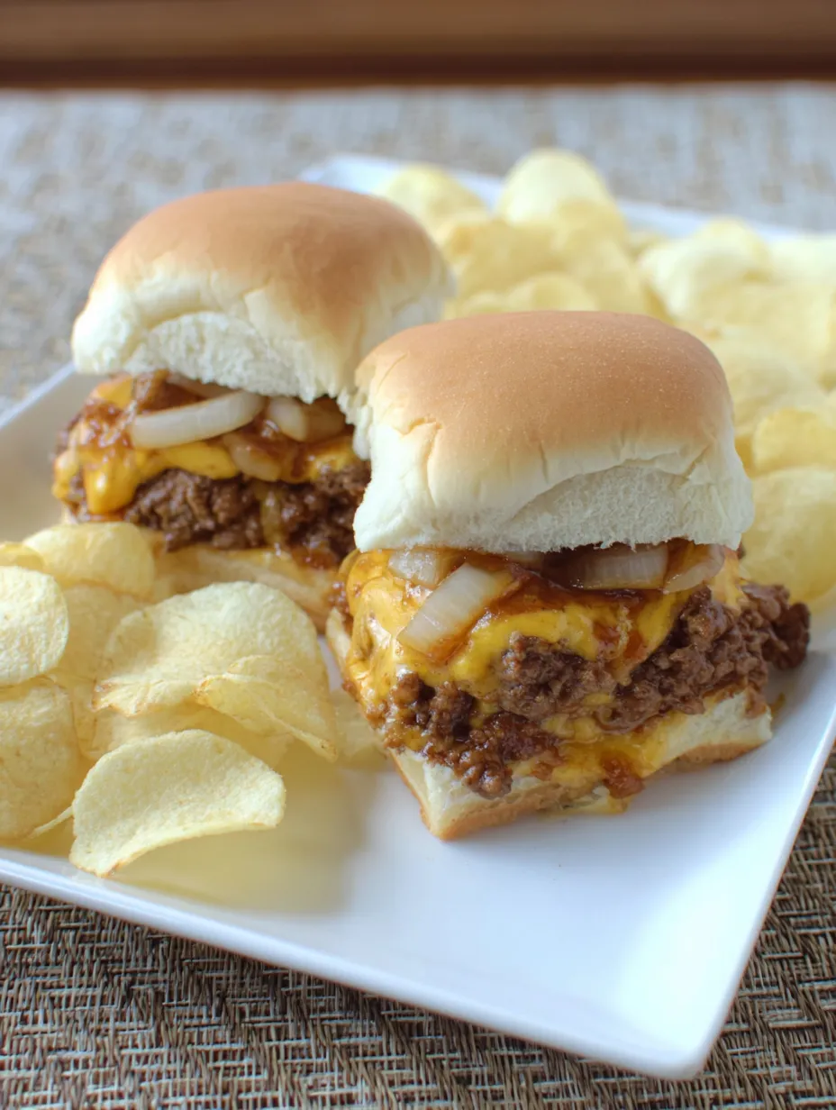Mini sandwiches with chips on a plate.