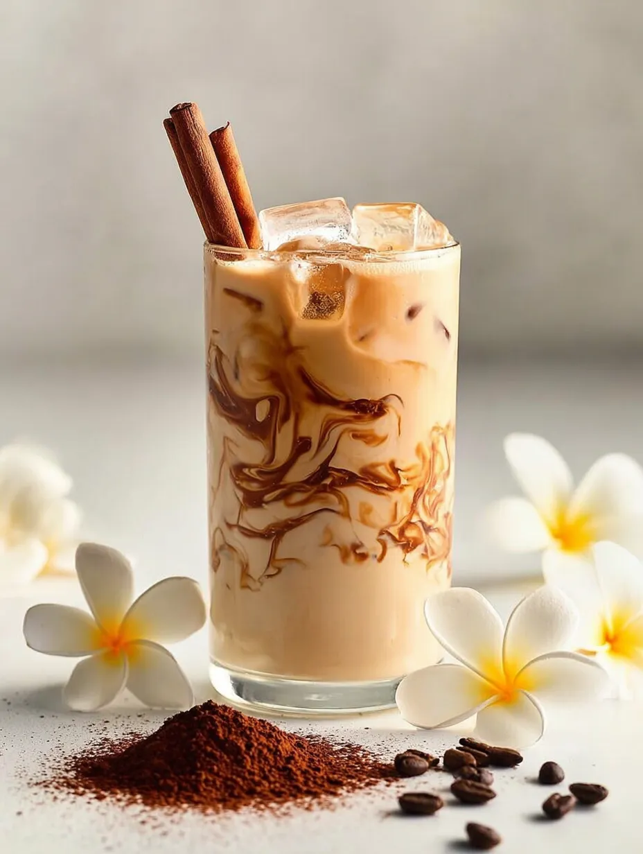 A glass of coffee topped with cinnamon.
