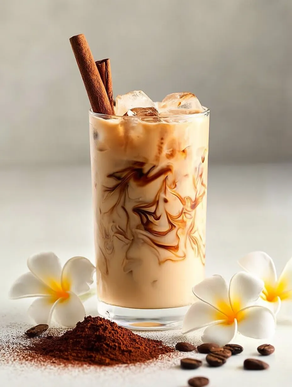 A glass of coffee topped with cinnamon.