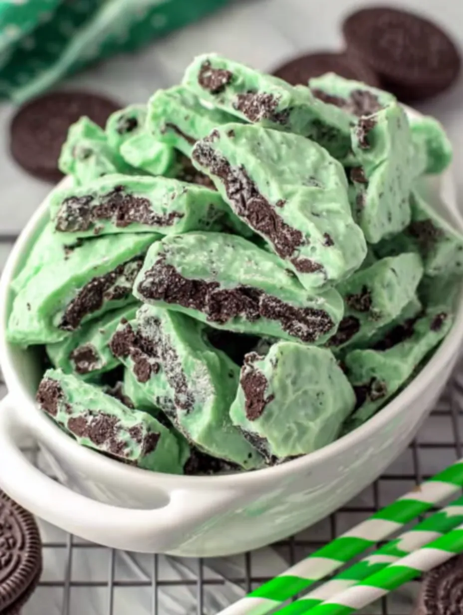 Green and white sweets in a bowl.