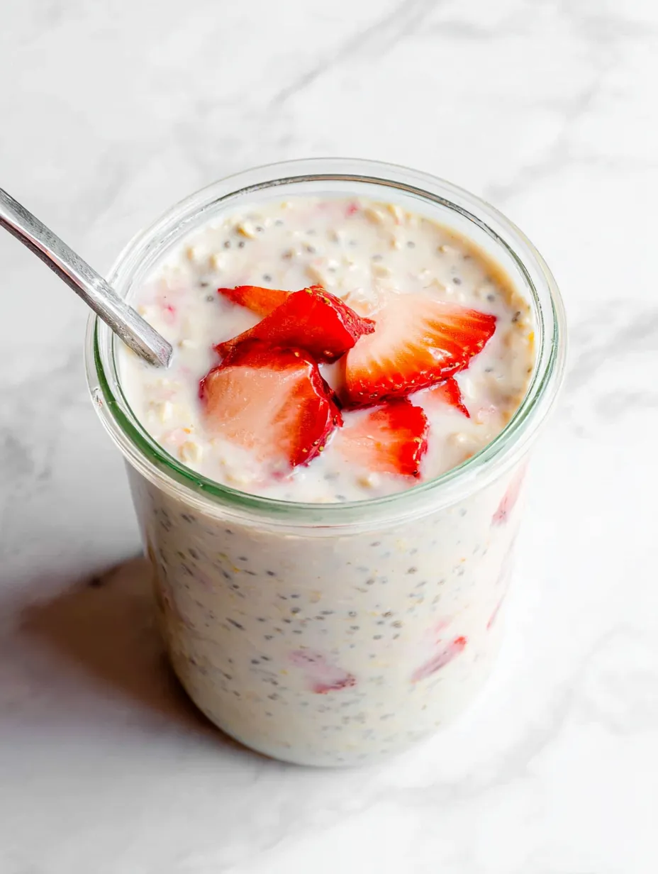 A glass of yogurt loaded with fresh strawberries on top.