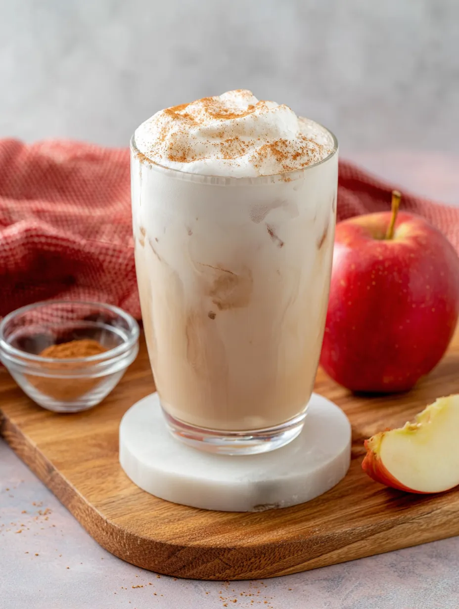 Cinnamon-dusted milk in a glass.