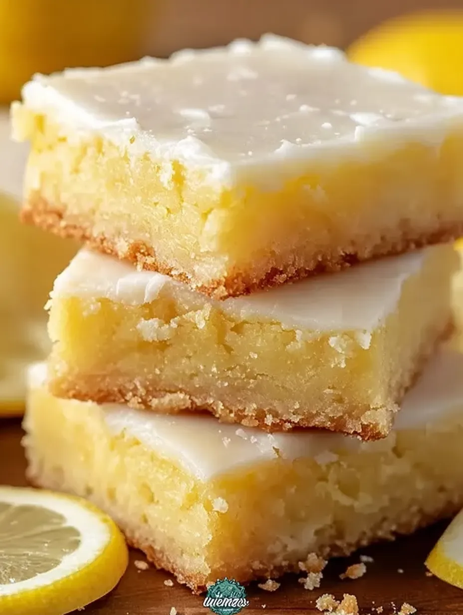 Lemon squares stacked up.