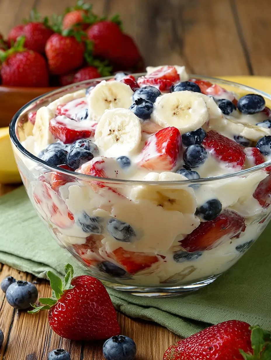 A scrumptious bowl filled with bananas, strawberries, and blueberries.