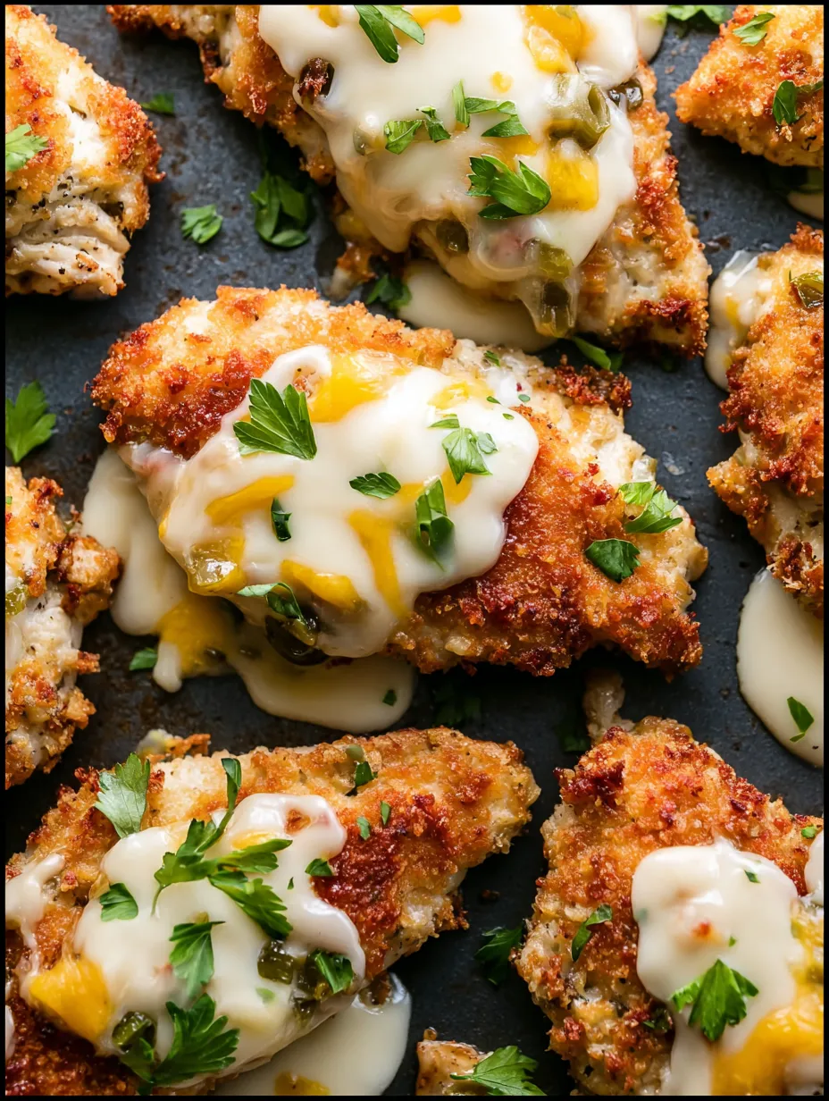 Chicken swimming in creamy sauce on a plate.